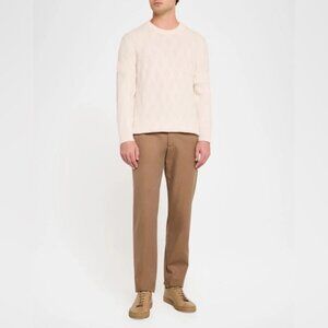 2025 Hugo Boss Men's Elfredo VIRGIN WOOL textured crewneck cream Sweater Jumper